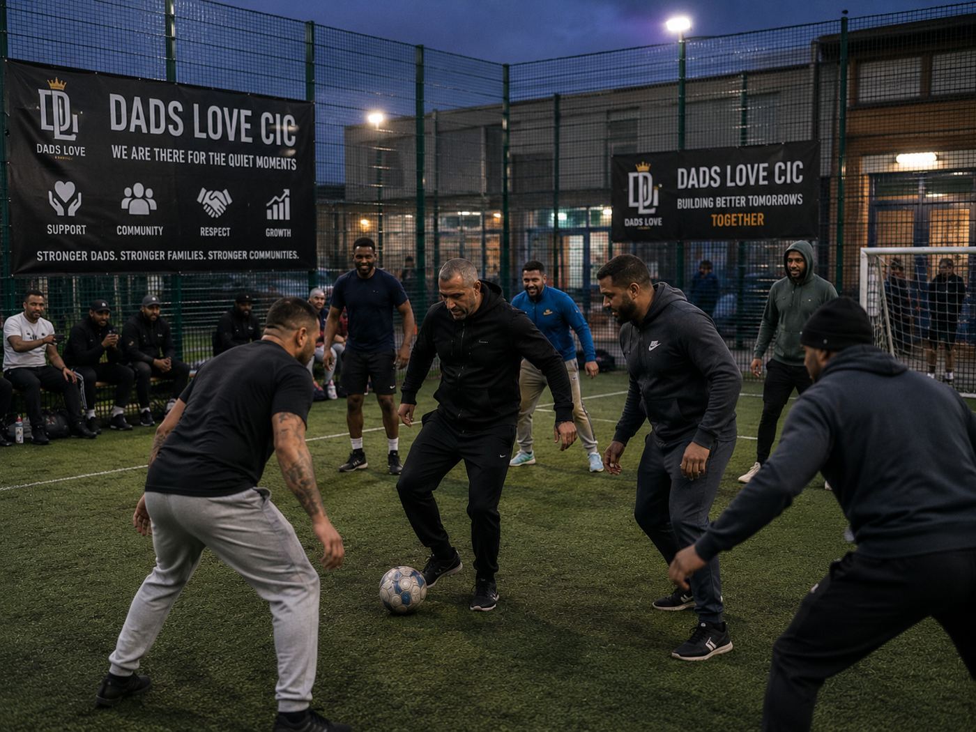 Vision: dads and kids playing football together, coached by Dads Love CIC